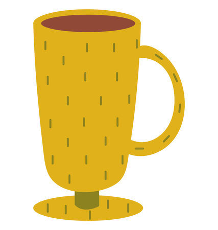 Coffee element of colorful set. A cup of steaming latte emits a captivating aroma against a clean white background, creating an attractive visual impression. Vector illustration.のイラスト素材