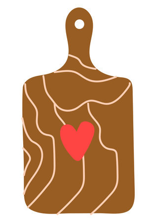 Kitchen element of colorful set. The kitchen board for cutting various ingredients shown in this picture has an interesting design to make the cooking process enjoyable. Vector illustration.のイラスト素材