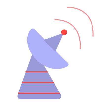 Cosmos element of colorful set. This sleek satellite, adorned with intricate details, is highlighted against a pristine white background. Vector illustration.のイラスト素材