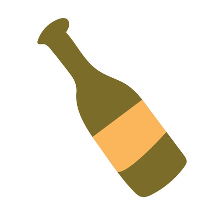 Element of cozy winter set in colorful design. This artwork transforms the celebration of winter into a visual spectacle with carefully designed champagne bottle. Vector illustration.のイラスト素材