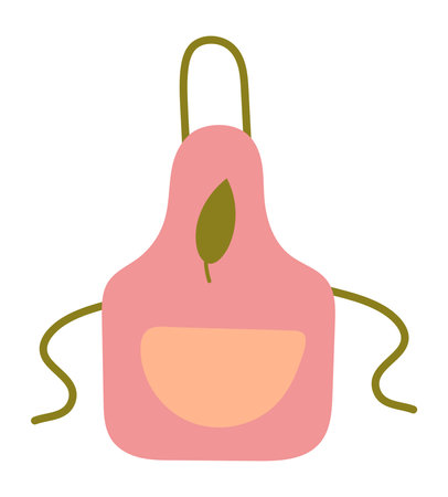 Garden element of colorful set. Against a backdrop of pure white, the intricately detailed apron is portrayed as both functional uniform and aesthetic element. Vector illustration.のイラスト素材