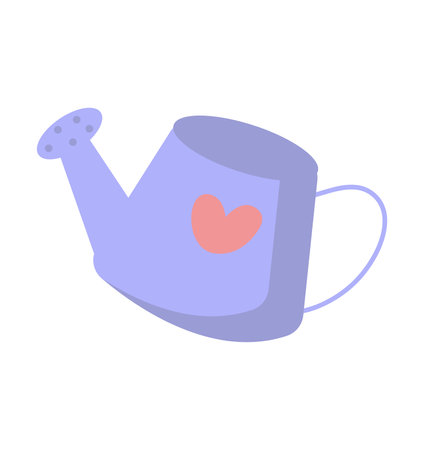 Garden element of colorful set. The design elegantly portrays the watering can with a touch of artistic flair, emphasizing the beauty and functionality. Vector illustration.のイラスト素材