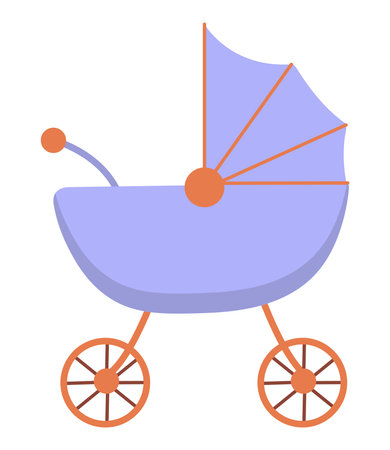 Pregnancy element of colorful set. A heartwarming artwork artfully combines creative design with the iconic image of a pram within the context of pregnancy. Vector illustration.のイラスト素材