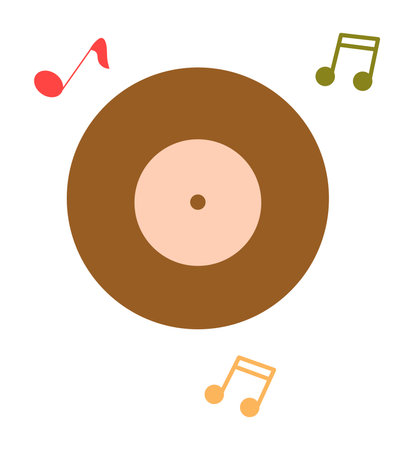 Selfcare element of colorful set. Thanks to its thoughtful design, the music record emphasizes the importance of self-care and listening to music in moments of rest. Vector illustration.のイラスト素材