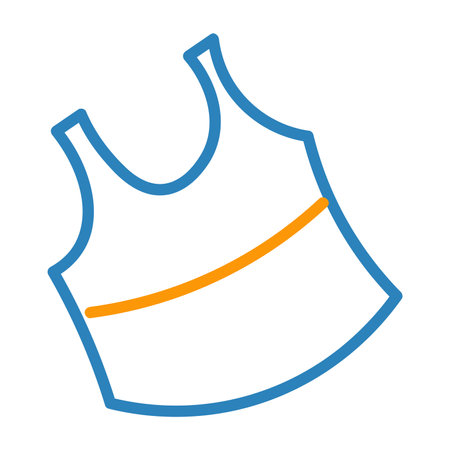 Summer element of set with outline design. This eye-catching T-shirt, designed in an outline style with a palette of orange and blue, captures the essence of summer perfectly. Vector illustration.のイラスト素材