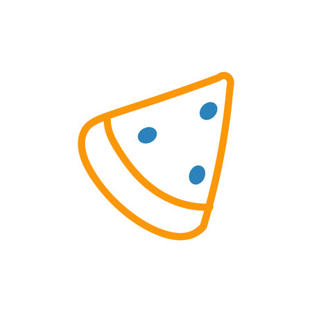 Summer element of set with outline design. This delightful illustration, crafted in with a color scheme of orange and blue, encapsulates the essence of fresh summer watermelon. Vector illustration.のイラスト素材