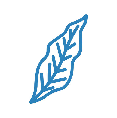 Summer element of set with outline design. Crafted in an outline style and adorned with a harmonious blend of orange and blue hues, it showcases a gracefully detailed leaf. Vector illustration.のイラスト素材