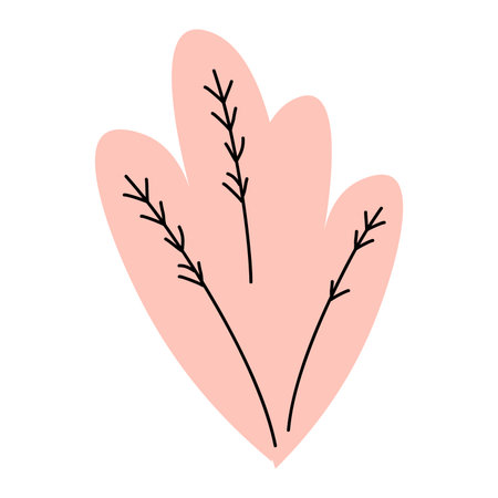 Floral element of a set in aesthetic design. With an outline design, this image exudes botanic delight against a clean white canvas, adding touch of natures magic to creations. Vector illustration.のイラスト素材