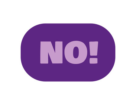 Message element of kawaii set. This kawaii violet-style "no" message with adorable appearance and eye-catching color make image a cute addition to creative projects. Vector illustration.のイラスト素材