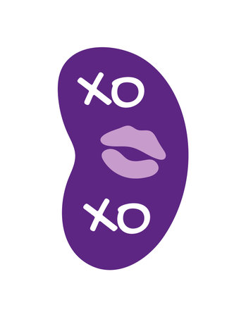 Message element of kawaii set. This kawaii violet-style "xo-xo" illustration is perfect for expressing affection in a charming and delightful way. Vector illustration.のイラスト素材