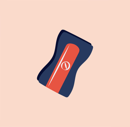 School element of colorful set. This delightful flat cartoon illustration captures the essence of a school theme with a cheerful pencil sharpener. Vector illustration.のイラスト素材