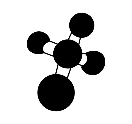 School element of colorful set. The detailed outline model of a molecule takes center stage, making it an ideal choice for science textbooks or educational presentations. Vector illustration.のイラスト素材