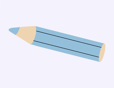 School element of colorful set.. This blue pencil is a symbol of creative expression, making it a perfect addition to any school-related visual. Vector illustration.のイラスト素材