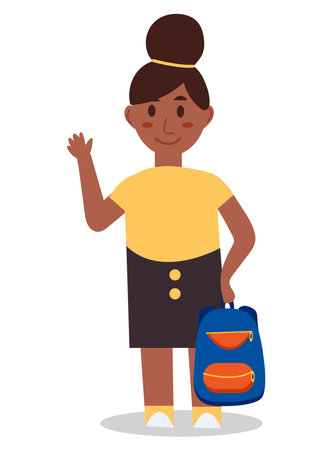 School child of colorful set. School boy as he embarks on educational adventures in this engaging cartoon design radiates curiosity and a passion for learning. Vector illustration.のイラスト素材