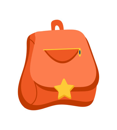 School backpack of colorful set. This cheerful cartoon illustration showcases a backpack, reminding everyone to pack their enthusiasm and curiosity as they head back to school. Vector illustration.のイラスト素材