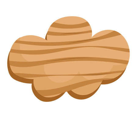Wooden tablet of set. The wooden tablet in this cloud shape features intricate and humorous carvings that bring it to life. Vector illustration.のイラスト素材