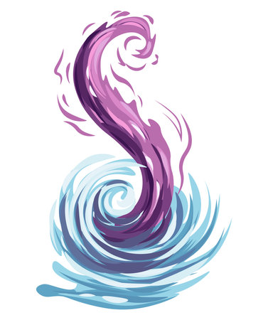 Fantasy element of colorful set. This captivating cartoon illustration of a fantastical whirlwind from a fairy tale, set against a pristine white backdrop. Vector illustration.のイラスト素材