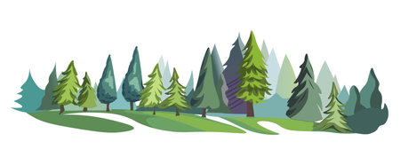 Fantasy element of colorful set. Journey into the realm of fantasy is showing on this artistic cartoon rendering of a fairy tale forest. Vector illustration.のイラスト素材