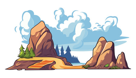 Explosion of colorful set. An explosive visual experience in this cartoon design showcase a dramatic blast and a smoky aftermath. Vector illustration.のイラスト素材