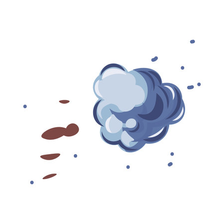 Explosion of colorful set. This cartoon explosion, complete with a fantastical cloud of smoke adds depth and intrigue to image. Vector illustration.のイラスト素材