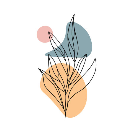 Flower abstract element of hand draw set. Demonstration of the dreamscape of pastel blooms in this abstract masterpiece, where design and nature seamlessly blend. Vector illustration.のイラスト素材