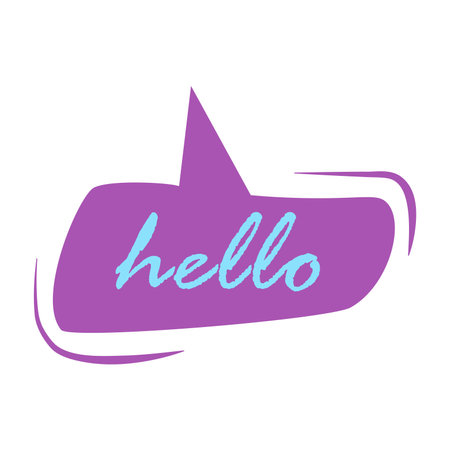 Comic Speech Bubble of colorful set. This vibrant comic illustration pops with a colorful speech bubble and a cheerful "hello" message against a clean white backdrop. Vector illustration.のイラスト素材