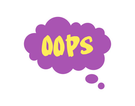Comic Speech Bubble of colorful set. This vibrant illustration with a message "oppss" in a playful and unexpected manner against a clean white background. Vector illustration.のイラスト素材