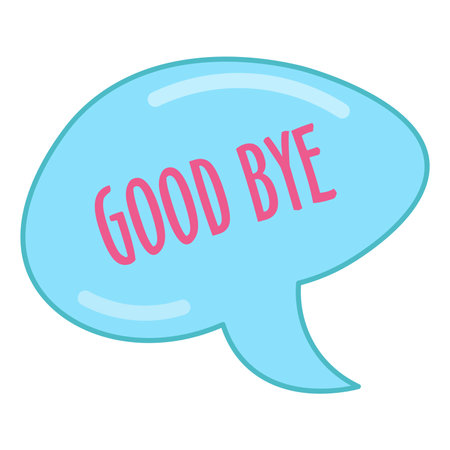 Comic Speech Bubble of colorful set. This colorful message design with a vibrant "good bye" in blue radiates positivity against a white background. Vector illustration.のイラスト素材