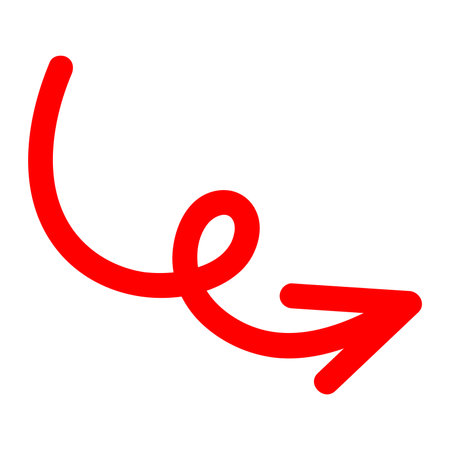 Arrow of set. In this graphic illustration a vivid red arrow guides your focus toward a specific direction on a white canvas. Vector illustration.のイラスト素材