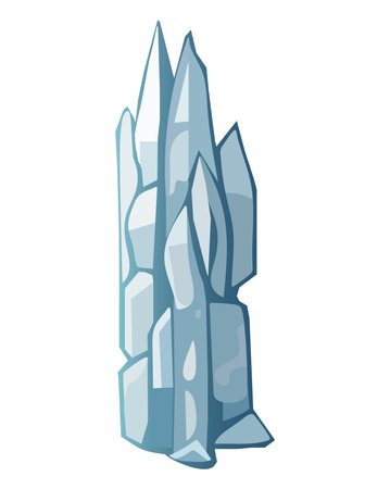 Ice block of colorful set. This delightful artwork of icecles is a perfect blend of design and natures beauty, showcased on a crisp white background. Vector illustration.のイラスト素材