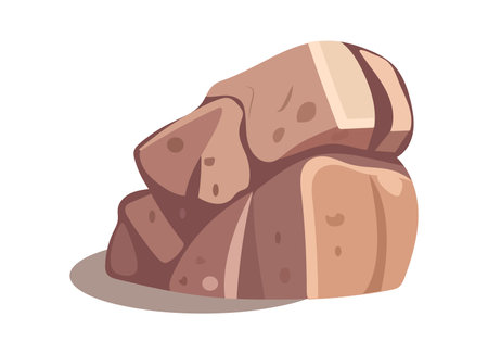 Stones of colorful set. A whimsical design feature a nature stone that brings the outdoors indoors, inviting viewers to appreciate the simplicity and grace of natures creations. Vector illustration.のイラスト素材