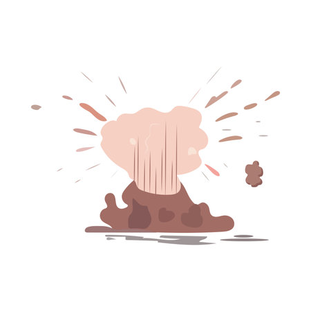 Volcano of colorful set. A whimsical cartoon design feature a volcanic eruption that invites viewers to witness the awe-inspiring forces of nature. Vector illustration.のイラスト素材