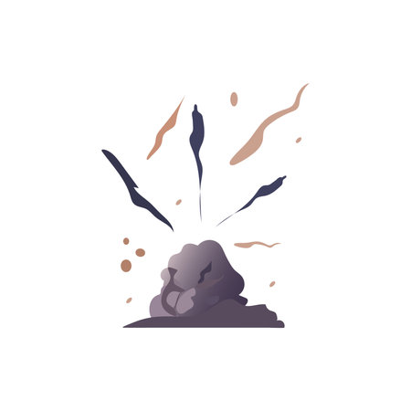 Volcano of colorful set. The cartoon design of this volcanic smoke adds an element of wonder and excitement, making it an ideal addition to any collection. Vector illustration.のイラスト素材
