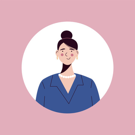 Avatar in the style of a Business meeting. This illustration showcases a stylishly designed business womans avatar in a cartoon style. Vector illustration.のイラスト素材