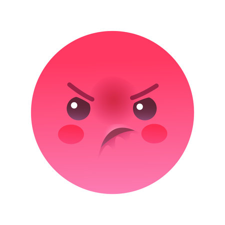 Emoji avatar in colorful style. This illustration features a dynamic avatar of an emoji, showcasing a range of angry and fiery emotions with a striking cartoon design. Vector illustration.のイラスト素材