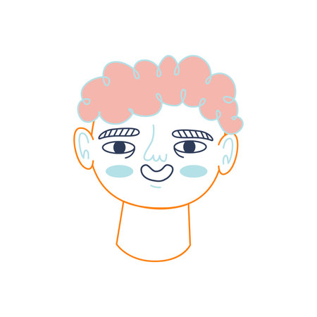 Hipsters avatar in flat cartoon design. Hipsters avatar portrayed with a chic and vibrant outline design, skillfully capturing the essence of urban style and self-expression. Vector illustration.のイラスト素材