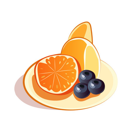 Pancakes of colorful set. This pancakes with fruit take the spotlight, enriched by a whimsical cartoon design that highlights their sweetness and appeal. Vector illustration.のイラスト素材