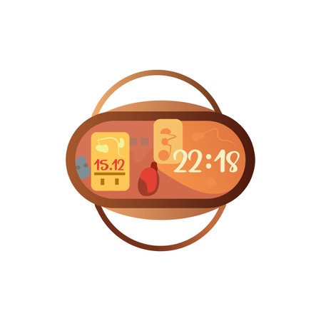 Watch of colorful set. The cartoon design of this hand watch adds character and charm, creating a visually appealing and distinctive representation of accessorizing. Vector illustration.のイラスト素材