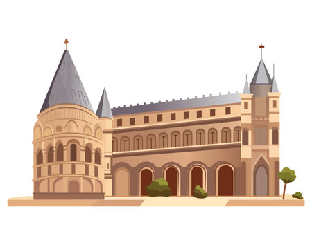 Artichelen isolated element of colorful set. The grandeur of the famous historic building is captured in this breathtaking illustration. Vector illustration.のイラスト素材