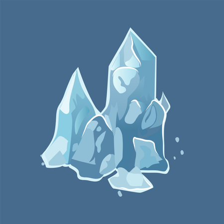 White ice block of colorful set. The magic of ice and icicles in this enchanting illustration is creatively designed with a whimsical cartoon twist. Vector illustration.のイラスト素材
