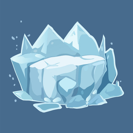 White ice block of colorful set. In this delightful illustration icicles take on a playful cartoon design in a captivating artistic creation against a white backdrop. Vector illustration.のイラスト素材