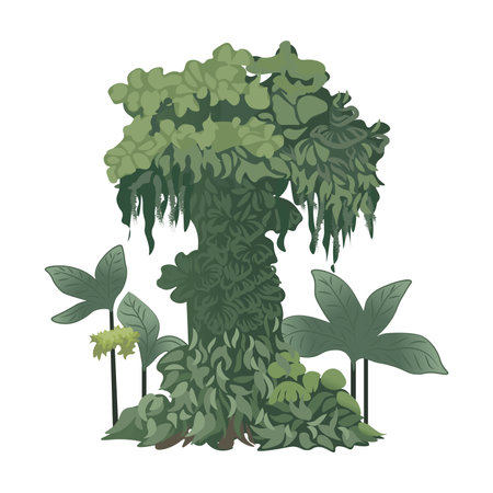 Artichelen green element of colorful set. This beautifully rendered cartoon-style tree design adds a touch of whimsy to a white canvas. Vector illustration.のイラスト素材
