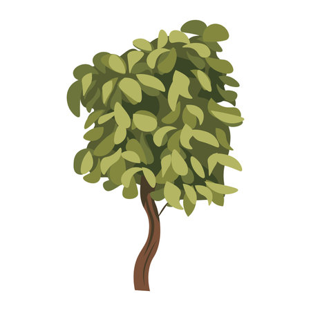 Artichelen tree of colorful set. This artistic artwork highlight the majestic beauty of a tropical tree in a delightful cartoon style against a serene white canvas. Vector illustration.のイラスト素材