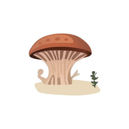 Mushroom element of colorful set. Demonstration of the enchanting world of mushrooms with this stunning illustration that fuses creative design and cartoon elements. Vector illustration.のイラスト素材