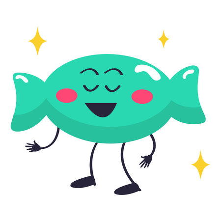 Sticker of colorful set. Sweetness in messages with this cute candy sticker feature an adorable cartoon design on a white background. Vector illustration.のイラスト素材