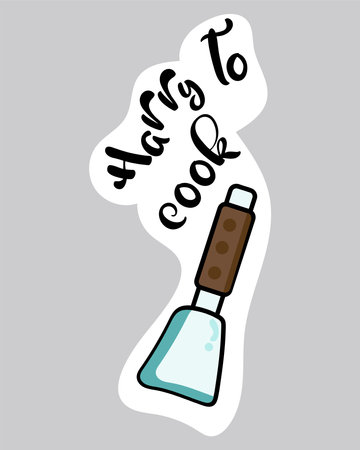Food sticker of colorful set. This delightful illustration blends design and a breakfast theme with a playful cartoon style, showcasing cutlery as a central element. Vector illustration.のイラスト素材