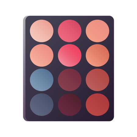 Cosmetic element of colorful set. This illustration merges detailed design and whimsical cartoon style, highlighting cosmetic beauty through eye shadow application. Vector illustration.のイラスト素材