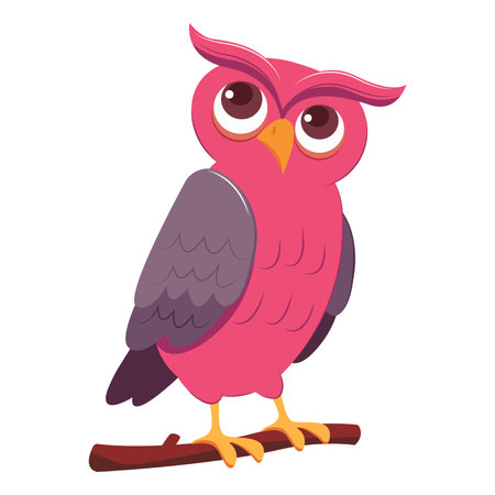 Cute owl of colorful set. Its colorful feathers and expressive features capturing attention and imagination against the pure white canvas. Vector illustration.のイラスト素材