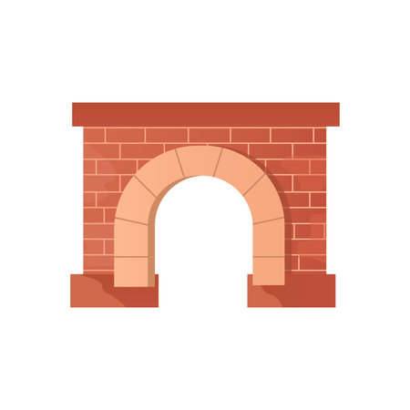 Fireplace of colorful set. In this artwork, the fireplace is portrayed in a luxurious style, combining exquisite illustration and refined brick design. Vector illustration.のイラスト素材