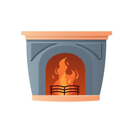 Fireplace of colorful set. This fireplace epitomizes luxury, making it a stunning focal point against the clean white background. Vector illustration.のイラスト素材